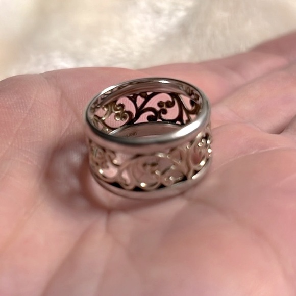 💍 ELEGANT STERLING SILVER VINE LACE CUT-OUT DESIGN 1/2” BAND RING Size 7 - Picture 6 of 10